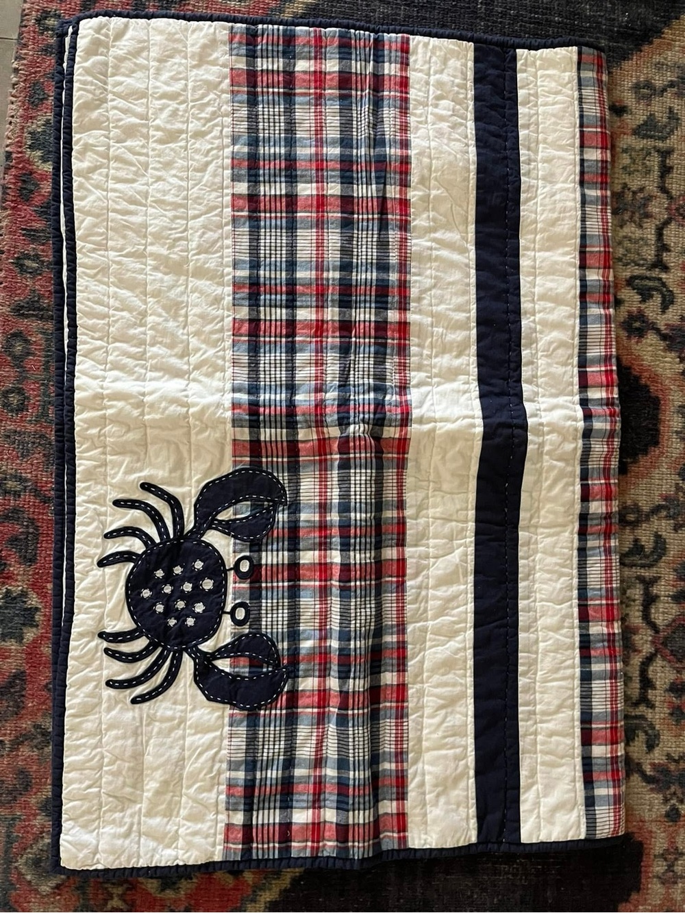 Pottery Barn Kids Crib Madras quilt 36x48